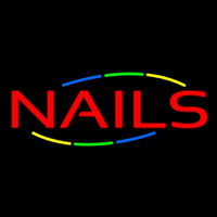 Red Nails Multi Colored Neonreclame