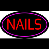 Red Nails Oval Pink Neonreclame