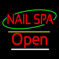 Red Nails Spa Open Yellow Line Neonreclame