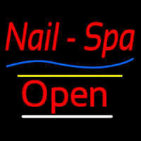 Red Nails Spa Open Yellow Line Neonreclame
