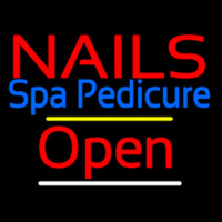 Red Nails Spa Pedicure Open Yellow Line Neonreclame