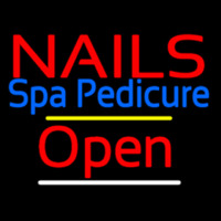 Red Nails Spa Pedicure Open Yellow Line Neonreclame