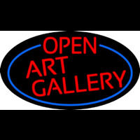 Red Open Art Gallery Oval With Blue Border Neonreclame
