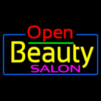 Red Open Beauty Salon With Blue Border Neonreclame