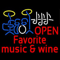 Red Open Music Fovorite Music And Wine Neonreclame