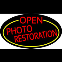 Red Open Photo Restoration Oval With Yellow Border Neonreclame