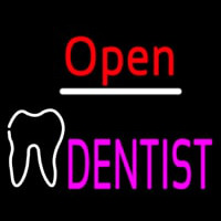 Red Open Pink Dentist Tooth Logo Neonreclame
