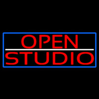 Red Open Studio With Blue Border Neonreclame