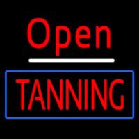 Red Open Tanning Blue Border Neonreclame