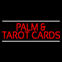 Red Palm And Tarot Cards Block With White Line Neonreclame