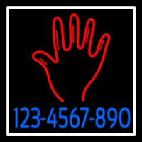 Red Palm Blue Phone Number White Border Neonreclame
