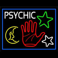Red Palm Logo Psychic And Blue Border Neonreclame
