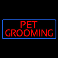 Red Pet Grooming Blue Border Neonreclame