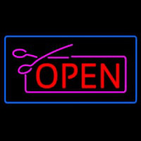 Red Pink Open With Scissors Blue Border Neonreclame