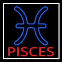 Red Pisces White Border Neonreclame