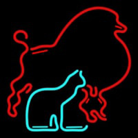 Red Poodle Dog Cat Logo Neonreclame