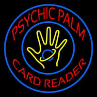 Red Psychic Palm Card Reader Blue Border Neonreclame