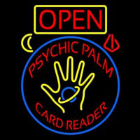 Red Psychic Palm Card Reader Open And Logo Neonreclame