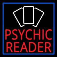 Red Psychic Reader With Cards Neonreclame