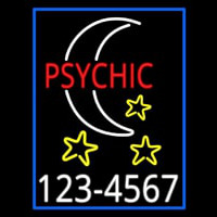 Red Psychic White Logo Phone Number Blue Border Neonreclame