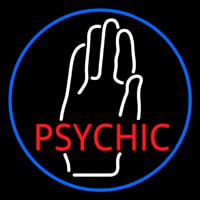 Red Psychic With White Palm Blue Border Neonreclame
