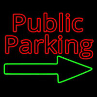 Red Public Parking With Arrow Neonreclame