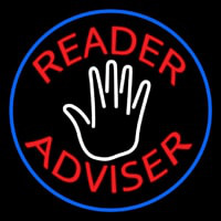 Red Reader Advisor And White Palm Blue Border Neonreclame