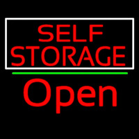 Red Self Storage White Border Open 2 Neonreclame
