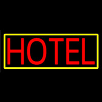 Red Simple Hotel With Yellow Neonreclame