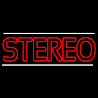 Red Stereo Block White Line Neonreclame