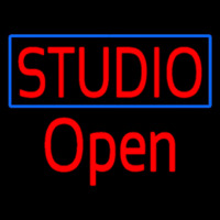 Red Studio Open Blue Border Neonreclame
