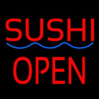 Red Sushi Block Open Blue Curve Neonreclame