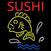 Red Sushi With Fish Logo Below Neonreclame