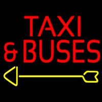 Red Ta i And Buses With Arrow Neonreclame