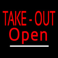 Red Take Out Open With White Line Neonreclame