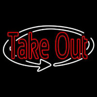 Red Take Out With Arrow Neonreclame