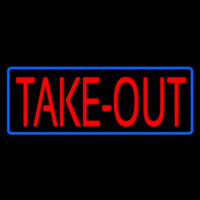 Red Take Out With Blue Border Neonreclame