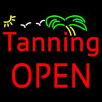 Red Tanning Block Open With Palm Tree Neonreclame