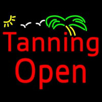 Red Tanning Open With Palm Tree Neonreclame