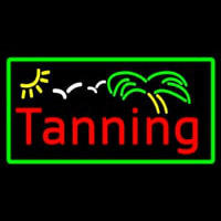 Red Tanning Palm Tree With Green Border Neonreclame