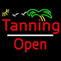 Red Tanning Slant Open White Line Neonreclame