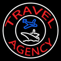 Red Travel Agency Logo With Border Neonreclame