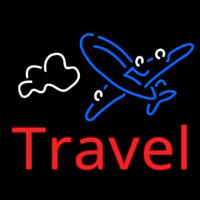 Red Travel Blue Aeroplane Neonreclame