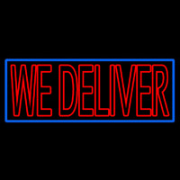 Red We Deliver With Blue Border Neonreclame