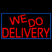 Red We Do Delivery With Blue Border Neonreclame