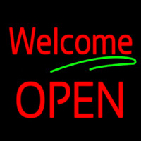 Red Welcome Open Green Line Neonreclame