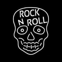 Rock N Roll White Skull Neonreclame