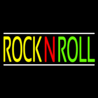 Rock N Roll With White Line Block Neonreclame