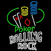Rolling Rock Poker Ace Coin Table Beer Sign Neonreclame
