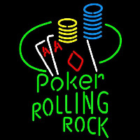Rolling Rock Poker Ace Coin Table Beer Sign Neonreclame